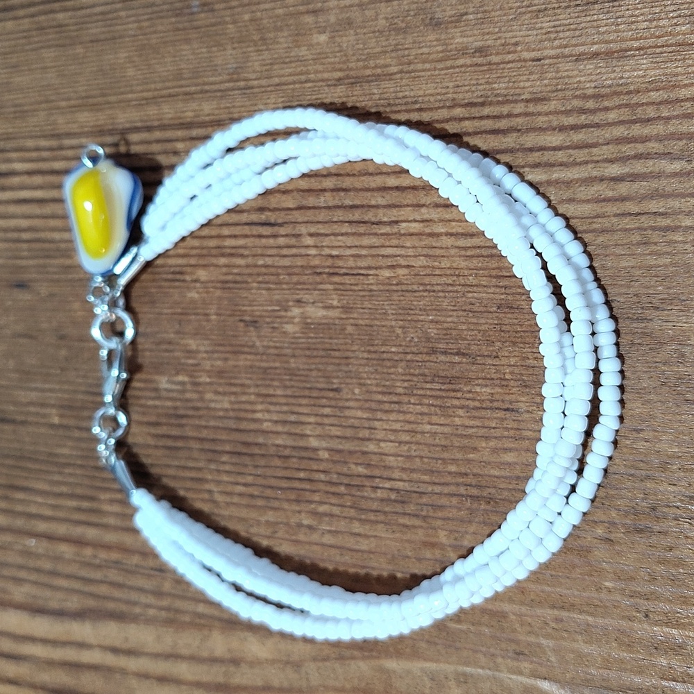 Ladies Beaded White Handmade Multi-Strand Bracelet, Ladies Beaded Bracelet - Picture 6 of 8